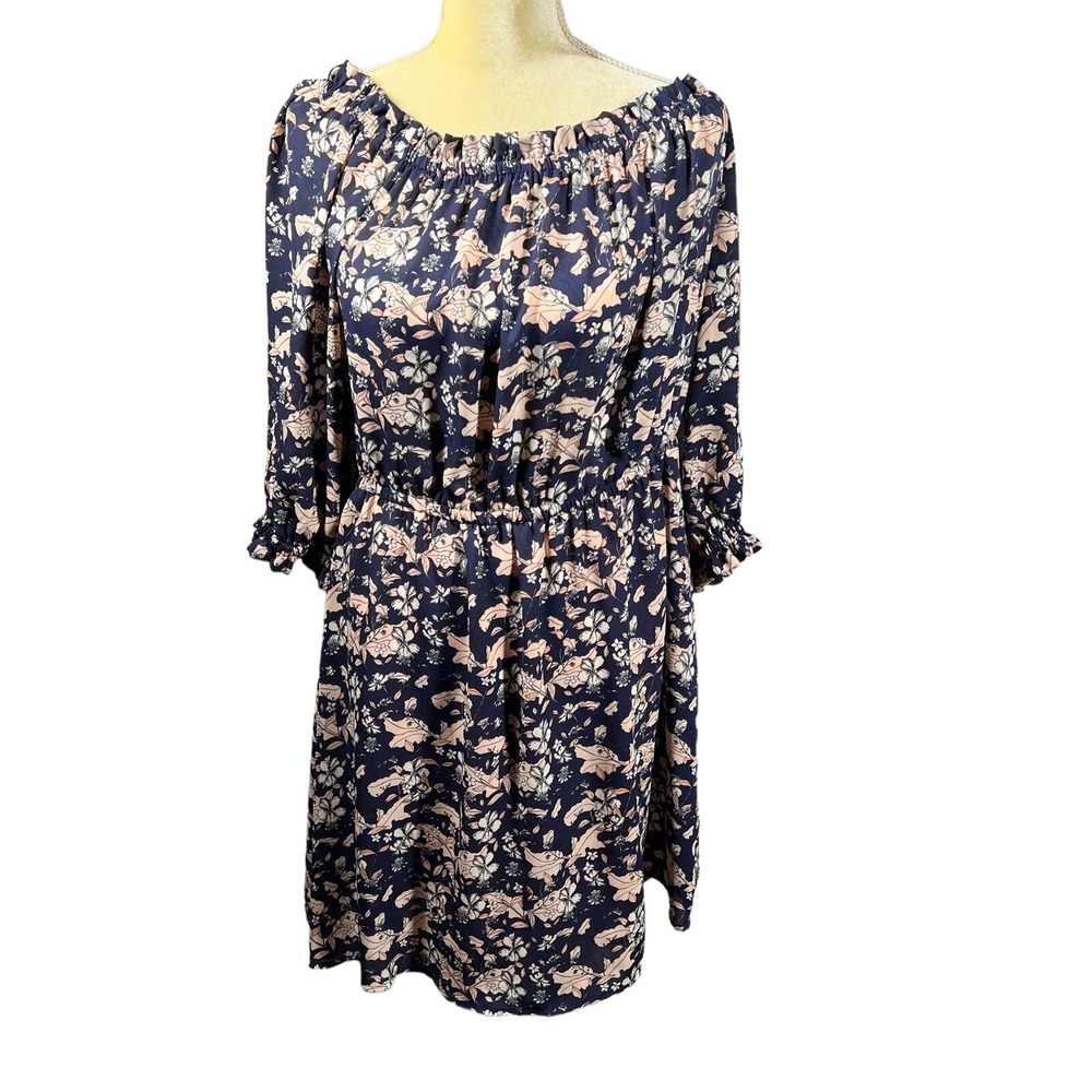CeCe Dress Women's size 14 Floral Off Shoulder Sheath‎ Blue Cottagecore